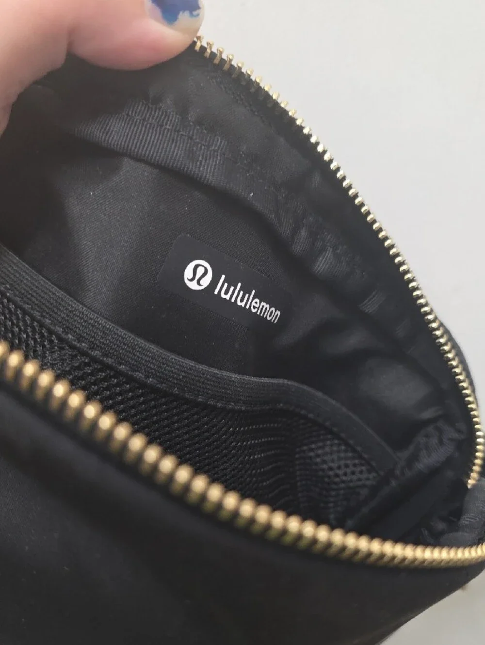 lululemon athletica Black Belt Bag with Gold Accents